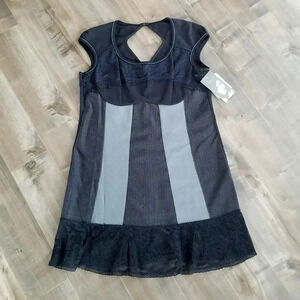 Kollontaï Grey And Black Grunge patchwork tunic  dress